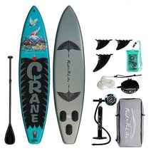 에어바운스 공기 주입식 스탠드 업 패들 보드 서핑 수상 스포츠 세트 테일 핀 발 로프 팽창기, 350x83x15cm--FR10S