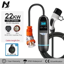 완속 전기 자동차 충전기 가정용 Khons 전기차 CEE 플러그 충전 스테이션 3 상 IEC62196-2 케이블 11kw 16A 32A, 22KW 32A 3Phase, Type2