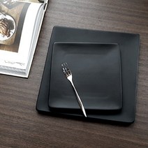 킴스아트 무광 블랙 평 정사각접시 작은 3 size 카페 디저트 플레이트, 무광블랙