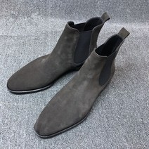 남성 첼시 부츠 블랙 브라운 벨벳 발목 드레스 신발 워킹화 내마모성