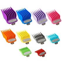 미용 클리퍼 이발 Wahl 용 10pcs 가드 116 인치에서 1 인치까지 금속 클립이있는 컬러 커팅 가이드, 여러 가지 빛깔의