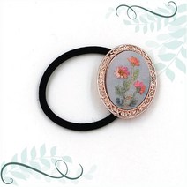 토이앤스티치/아르누보/타원/머리끈/로즈골드/프랑스자수/반제품/당일발송, CF173-아르누보타원머리끈