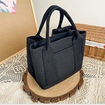 블랙 데일리 에코백 캔버스 토트백 여자 가방 시장 바구니 마트 쇼퍼백