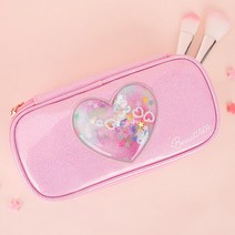 뷰티아라 하트 스팽글 파우치 필통 초등 학생 아동 어린이 여아 캐릭터 펜파우치 펜슬 케이스 생일 선물, 핑크