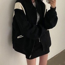 여성야구점퍼 항공점퍼 봄버 재킷 여성 대학 스타일 야구 지퍼 카디건 블랙 스웨터 Chaquetas Para Mujer