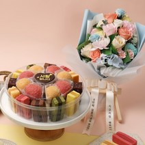 VIP 떡케이크 A 비누꽃다발 선물세트 어버이날 가정의달 칠순 생일 기념 승진 샌드떡 슈크림떡, VIP 떡케이크 A+꽃다발20송이+리본/거치대