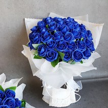 [블루garden] 30-50송이 대형꽃다발 비누꽃다발 로즈데이 부부의날 프로포즈 여자친구선물 블루장미 장미꽃다발, 50송이