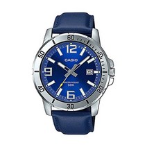 casio 카시오 스탠다드 맨즈 mtp-vd01l-2b 손목시계 키즈 아이 소년 치프 카시오 칩카시 아날로그 날짜 네이비 실버 가죽 가죽 벨트 해외 모델