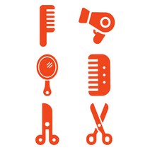 오피스왕국 헤어샵 가위 빗 거울 드라이기 그래픽 스티커 미용실 hair1, 오렌지