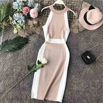 FANSYLI 여성 슬림핏 민소매원피스 랩원피스 니트 원피스 W2T13