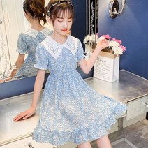 [당일발송]주니유니 주니어 블루꽃카라원피스 주니어원피스 초등학생원피스 여름원피스