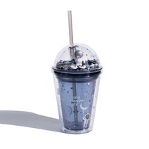 Girlwill 빨대텀블러 우주 비행사 텀블러, 380ml, 그레이