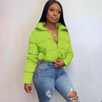 롱패딩 가을 겨울 여성 짧은 퍼 코트 솔리드 컬러 지퍼 파카 긴 소매 스탠드 업 칼라