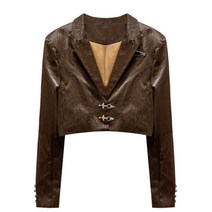 무스탕 브라운 라이더 여성 가죽자켓 갈색 라이더 크롭 라이딩 남자 코디