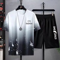 남성 패션 트레이닝복 세트 봄 최신 유니폼 캐주얼 스포츠 정장 여름 새로운 얼음 실크