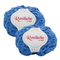 필립섬유 로니베베 뜨개실 80g x 2p, 36 하늘, 76m