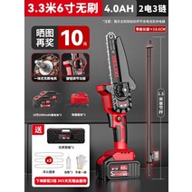 충전식 높은 가지 전기톱 가지치기 고지톱 장대 스틱, 3.3m 6인치 4.0Ah 배터리 2개