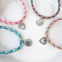 맘아트 DIY 우정 팔찌 만들기 키트 7종 매듭 실 소원, E.옐로핑크