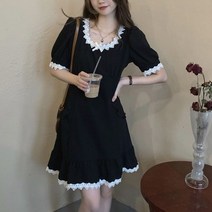 레이스원피스퍼프소매프릴러블리 미니원피스 러블리 하객원피스 퍼프소매 레이스 라인원피스 프릴 원피스 8WA62FD8