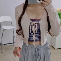 프릴 반크롭 끈 긴팔가디건 4색