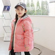 OLE 소녀 겨울 다운 자켓 하운드투스 자수 편지 겉옷 코트 2-8 세 어린이 유아 패딩 방한복
