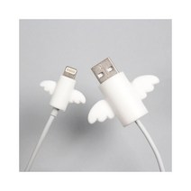 케이블 보호캡 천사 악마 날개 USB 충전기 단선방지, 화이트CJ000715