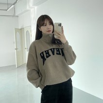 포인트 캐쥬얼 레터링 반집업 니트