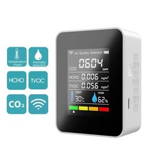 공기질측정 실내공기 미세먼지 대기질 공기 품질 모니터 다기능 5in1 co2 미터 온도, 화이트 와이파이 버전
