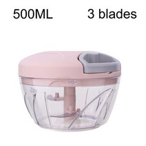 500900ml 수동 고기 민서 마늘 초퍼 회전 마늘 프레스 크러셔 야채 양파 커터 주방 요리 액세서리, 핑크 500ml