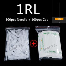0.35mm 문신 바늘 Agujas 1RL 3RL 일회용 멸균 전문 PMU 눈썹 펜 기계 영구 화장 키트, 1RL(needle and cap)