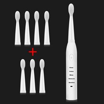 부강샵 진동칫솔 셀프치석제거기 강력한 울트라 소닉 전동 칫솔 USB 충전 치아 브러쉬 빨 전자 화이트닝, 05 White-brushhead
