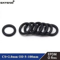 10/50 개 EPDM o 링 CS 2mm OD 5 ~ 100mm 산 및 알칼리 저항 방수 마찰 o-링 블랙, OD 5mm ID 1mm, 10Pcs, CS 2.0mm