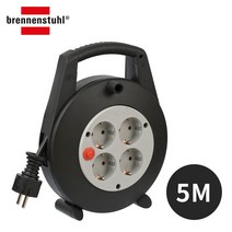 브레넨스툴 독일 연장코드 케이블 릴선 전기릴선 경량 전기작업선 4구 5M, 브레넨스툴 베리오 릴선 4구 5M_BRN405, 1개