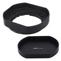 Haoge LH-X35B XF 23mm f/2.0 R WR 렌즈 및 Fuji Fujifilm XF 35mm f/2 R WR 용 금속 캡이있는 검은 사각형 금속 렌즈 후드 그늘