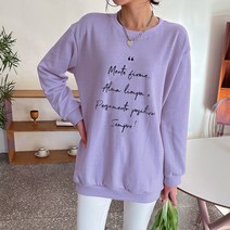 [쏭스타일] 여성용 빅사이즈 멘트 레터링 롱티 맨투맨 오버핏 긴팔