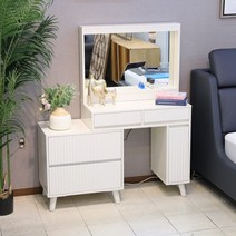 카펜터홈 템바보드 화이트 도장 인출식 화장대 콘센트 조명포함