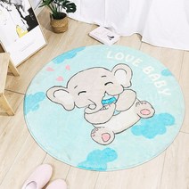 프린트 원형 만화 깔개 벨벳 카펫 모조 벨벳 욕실 흡수 깔개 거실 침실 화장실 미끄럼 방지 깔개, 젖병 아기 코끼리