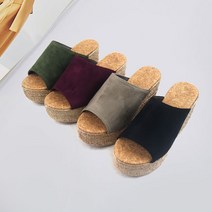통굽 스웨이드 우레탄 슬리퍼 4color (9cm)