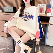 여성 춘추용 오버핏 맨투맨 긴팔 티셔츠 WZB