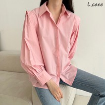 엘케이트 여자 셔츠 LNST100 무지 퍼프 소매 블라우스