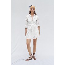 자라 화이트 펀칭 자수 장식 셔츠형 숏 원피스 7927919 250