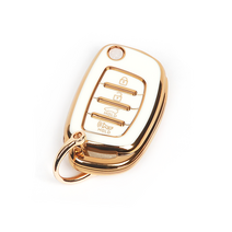 현대 4버튼 폴딩키 케이스 아반떼 MD AD YF 쏘나타 투싼 iX 산타페 엑센트 차키케이스, 골드-아이보리