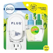 Febreze Fade Defy 플러그 공기 청정제 및 냄새 제거제 스타터 키트 게인 향기