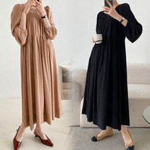 보리맘 셔링 롱원피스 허리끈 가을 원피스