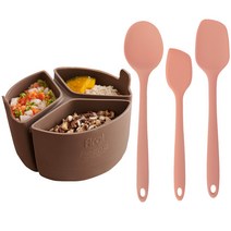 퍼기 이유식 밥솥 칸막이+실리콘 스파출라 2종+멀티스푼 세트, 인디핑크 세트