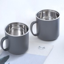 리빙스토리 스텐 머그컵 2p세트 430ml, 그레이 2p