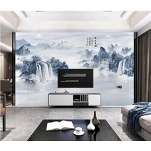 멍석 수묵 산수화 뉴차이나스타일 TV배경벽 벽지 벽화 3d XXXXX초기화 거실 부직포 촬영 벽그림, T10-도 10