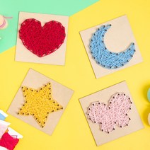 [클릭해바] 스트링 아트 만들기 체험활동 민화 실 공예 나무 DIY 돌봄 행사 유치원 꾸미기 교재 어린이 세트 재료 키트, 스트링아트(달)+스티커