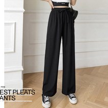 와이드 루즈핏 여성 편한 심플 룩 시원한 쿨바지 플리츠 바지 밴딩 쉬폰 쿨 팬츠 밴딩
