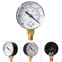 진공 압력 게이지 52mm -1/0 Bar -30 "Hg 1/8 BSPT 하단 연결 모니터, 한개옵션0
